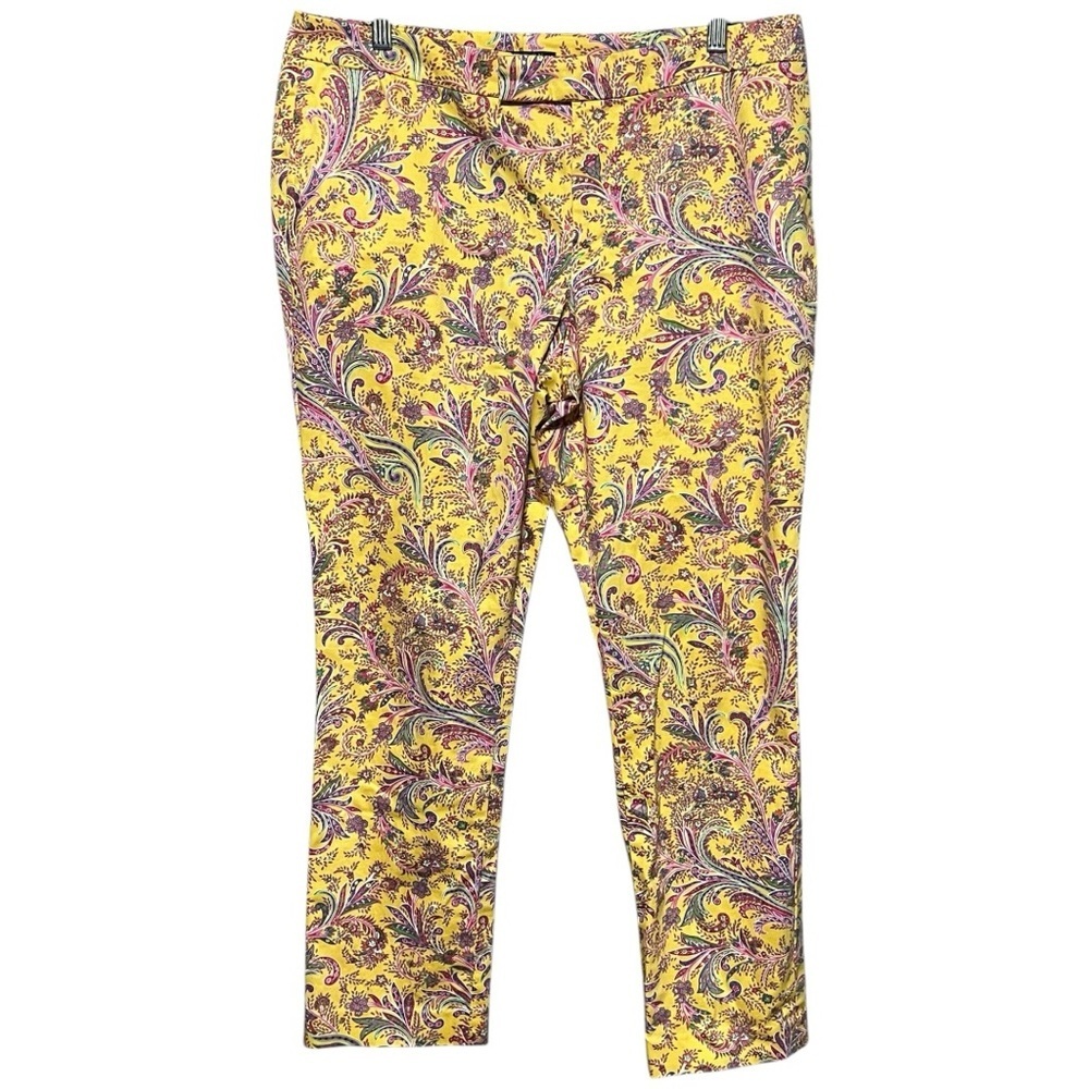Lauren Ralph Lauren Paisley Trouser Pants Yellow Multi Size 12